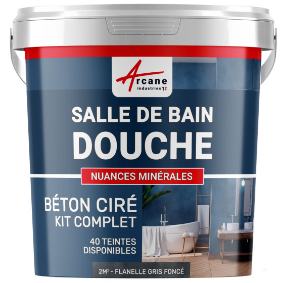 1-Main-Kit B‚ton Cir‚ Salle de Bain :  Enduit imperm‚able-kit2m2-Flanelle-Gris-fonce-Aspect / Couleur
