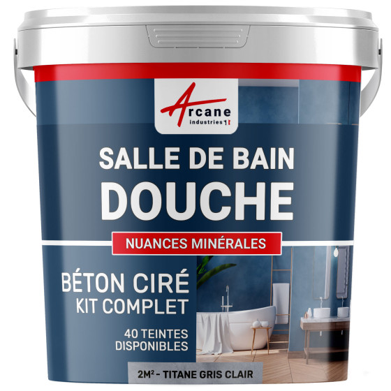 1-Main-Kit B‚ton Cir‚ Salle de Bain :  Enduit imperm‚able-kit2m2-Titane-Gris-clair-Aspect / Couleur