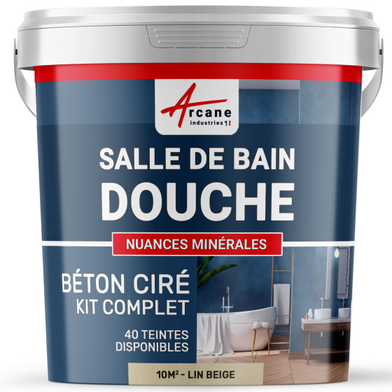 1-Main-Kit B‚ton Cir‚ Salle de Bain :  Enduit imperm‚able-kit10m2-Lin-Beige-Aspect / Couleur
