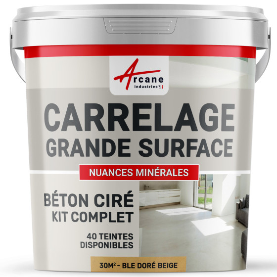 KIT BETON CIRE SUR CARRELAGE GRANDE SURFACE-Kit-30m2-Ble-Dore-Beige-Aspect / Couleur