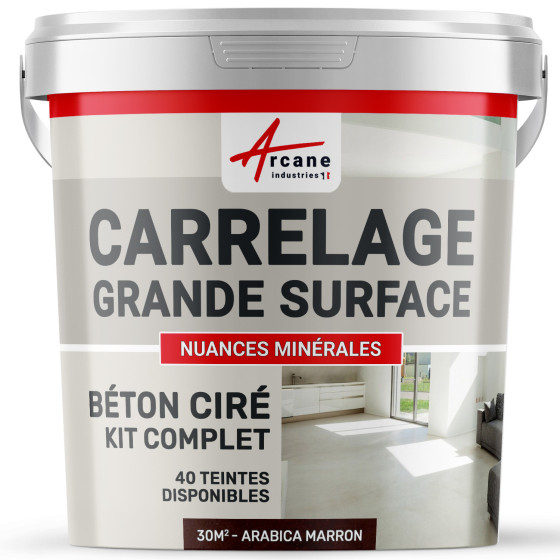 KIT BETON CIRE SUR CARRELAGE GRANDE SURFACE-Kit-30m2-Arabica-Marron-Aspect / Couleur