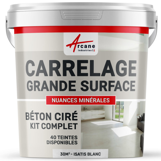 KIT BETON CIRE SUR CARRELAGE GRANDE SURFACE-Kit-30m2-Isatis-Blanc-Aspect / Couleur